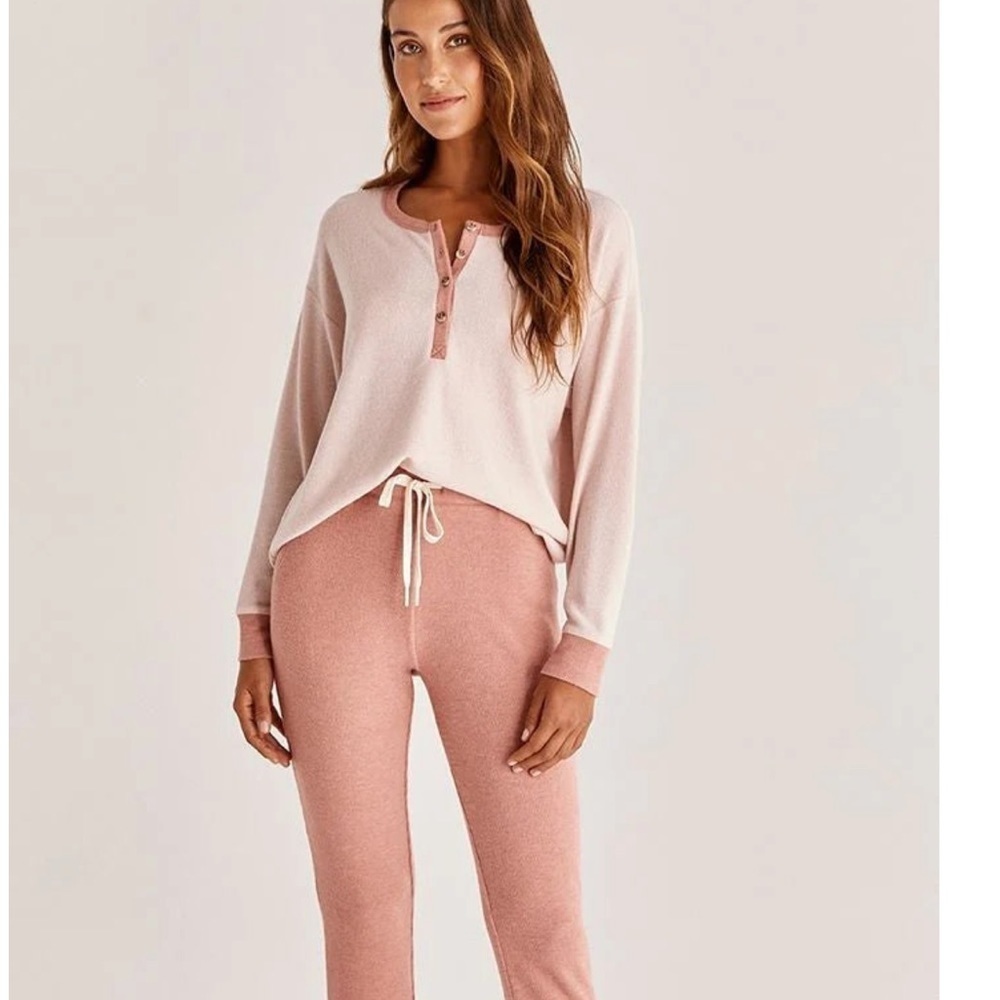 Z Supply Dream Lover Ribbed 3/4 Button Down Top, Size M